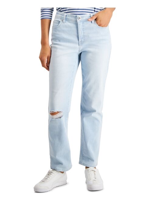 Style & Co Petite Mid-Rise Natural Straight-Leg Jeans, Created for Macy's