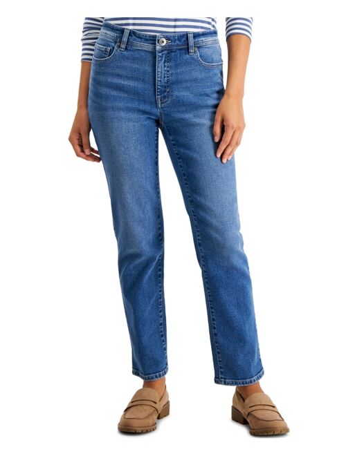 Style & Co Petite Mid-Rise Natural Straight-Leg Jeans, Created for Macy's