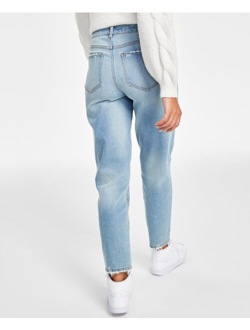 Rewash Juniors' 90s Distressed Cropped Mom Jeans