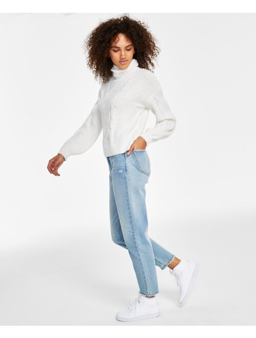 Rewash Juniors' 90s Distressed Cropped Mom Jeans