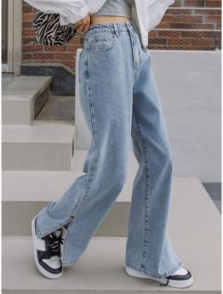 Split Hem Wide Leg Jeans