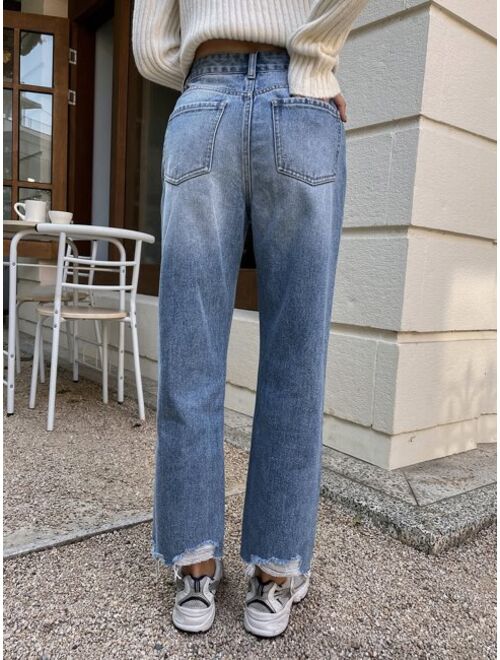 DAZY Raw Hem Straight Leg Jeans