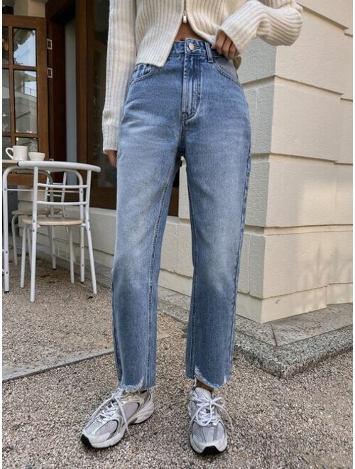 DAZY Raw Hem Straight Leg Jeans