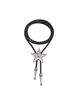 Gelconnie Native American Bolo Tie Rodeo Cowboy Leather Necktie Western Necklace Turquoise Costume Accessories for Men,Women