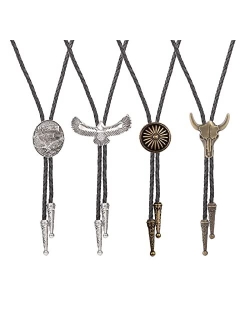 Btilasif Bolo Tie for Men Western Cowboy Tiger Eye Stone Native American Bolo Tie Leather Necktie Costume Accessorie