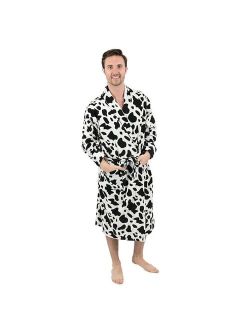 Mens Fleece Robe Cow Black XL/XXL