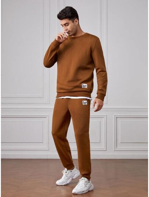 SHEIN Men Patched Detail Pullover & Sweatpants