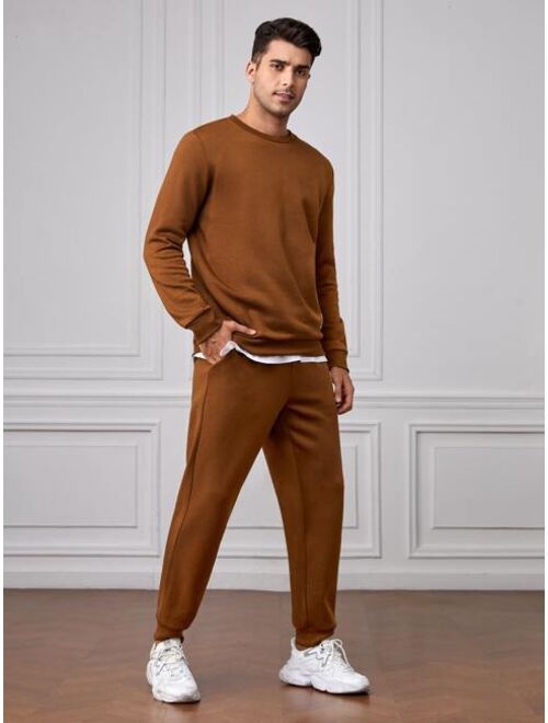 SHEIN Men Patched Detail Pullover & Sweatpants