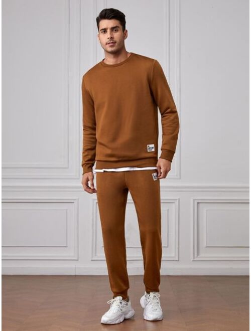 SHEIN Men Patched Detail Pullover & Sweatpants