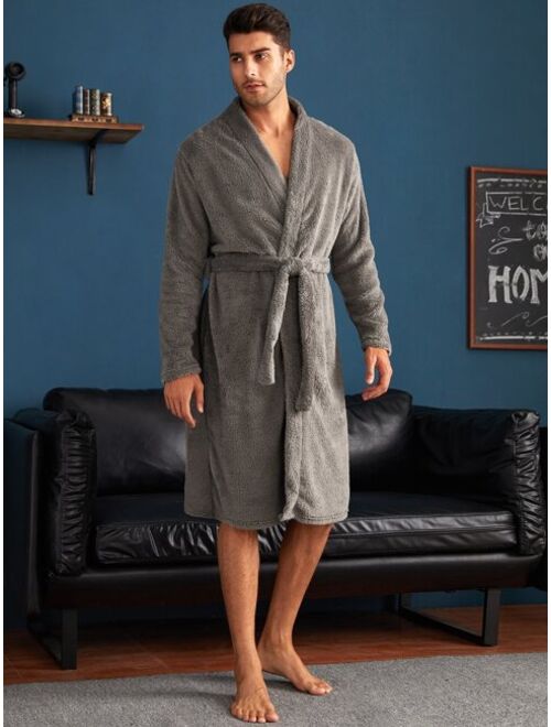 Shein Men Solid Belted Sleep Robe