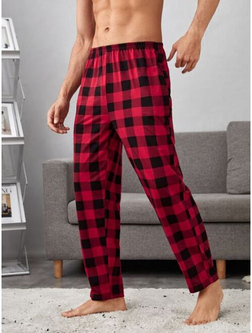 Shein Men Buffalo Plaid Slant Pockets PJ Pants