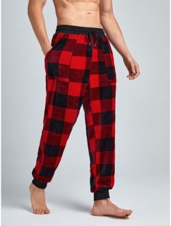 Men Buffalo Plaid Print Drawstring Waist Pajama Pants