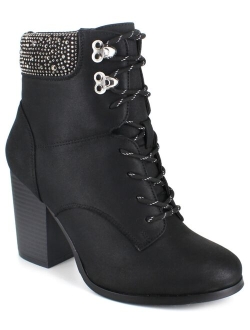 XOXO Women's Maddie Studded Hiker Booties