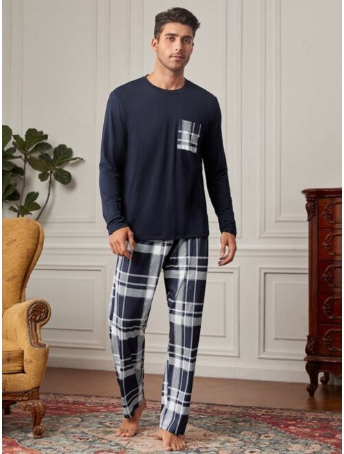 Shein Men Plaid Print PJ Set