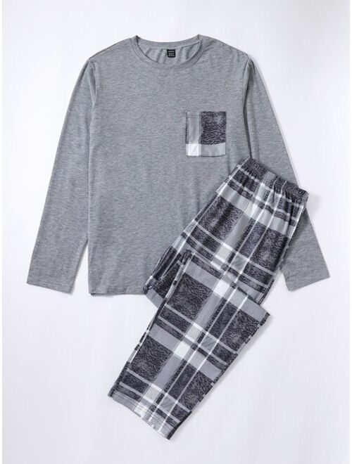 Shein Men Plaid Print PJ Set