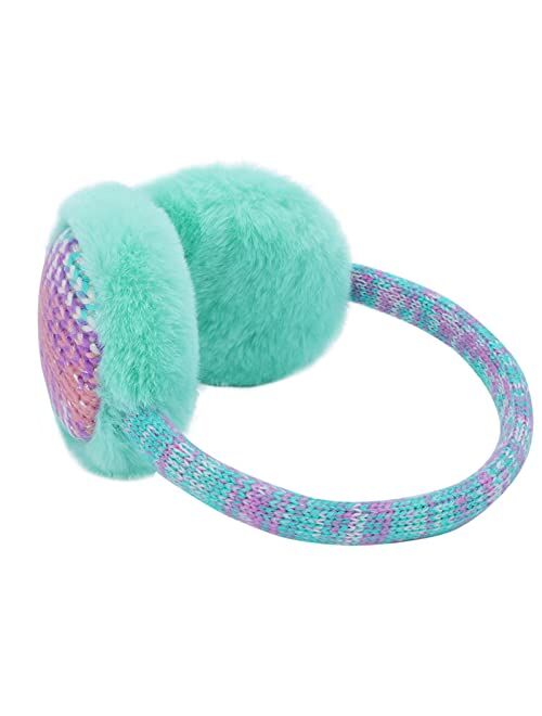 Liusuper Winter Earmuffs for Kids Girls Outdoor Knitted Ear Muffs Soft Plush Ear Cover Warmer 4-12 Years