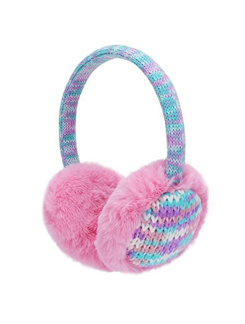 Liusuper Winter Earmuffs for Kids Girls Outdoor Knitted Ear Muffs Soft Plush Ear Cover Warmer 4-12 Years