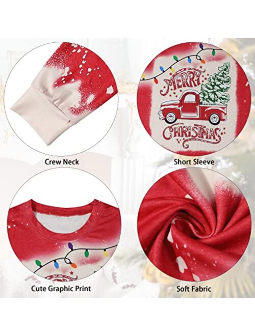 ASTANFY Merry Christmas Sweatshirts for Women Christmas Trees Graphic Shirts Cute Santa Truck Pullovers Xams Long Sleeve Tops