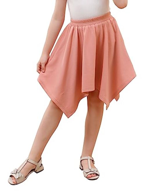 GORLYA Girls Casual Button Corduroy Smock Midi Skirt with Pockets for 4-14T Kids