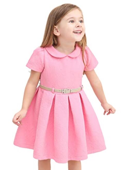 Lilax Little Girls' Flocked Occasion Dress with Shimmer Belt