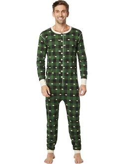 Little Blue House by Hatley Unisex Forest Green Plaid Union Suit