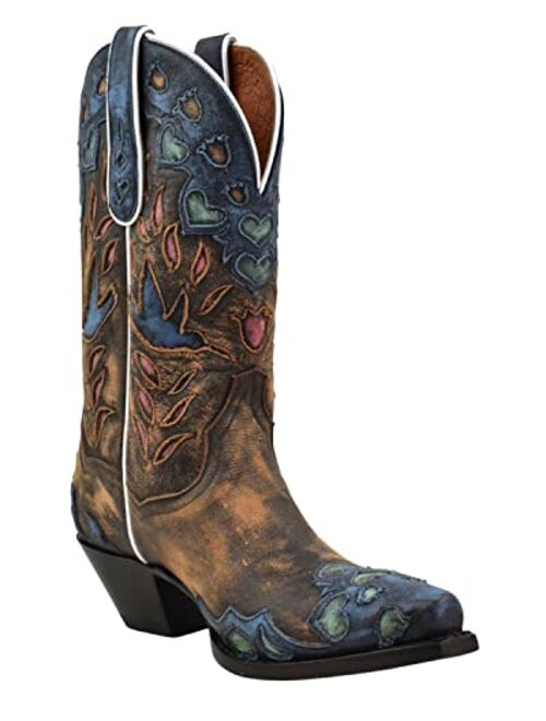 Dan Post Women's Humming Bird Heart and Floral Inlay Western Boot Snip Toe - Dp4362