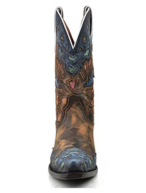 Dan Post Women's Humming Bird Heart and Floral Inlay Western Boot Snip Toe - Dp4362