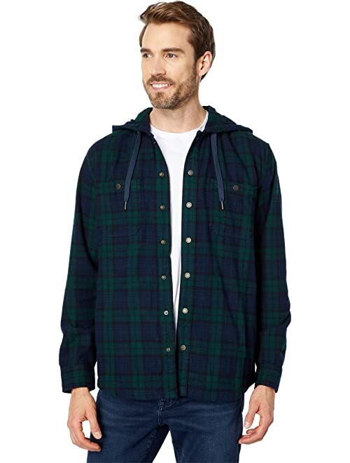 L.L.Bean Scotch Plaid Hooded Shirt Slightly Fitted Regular