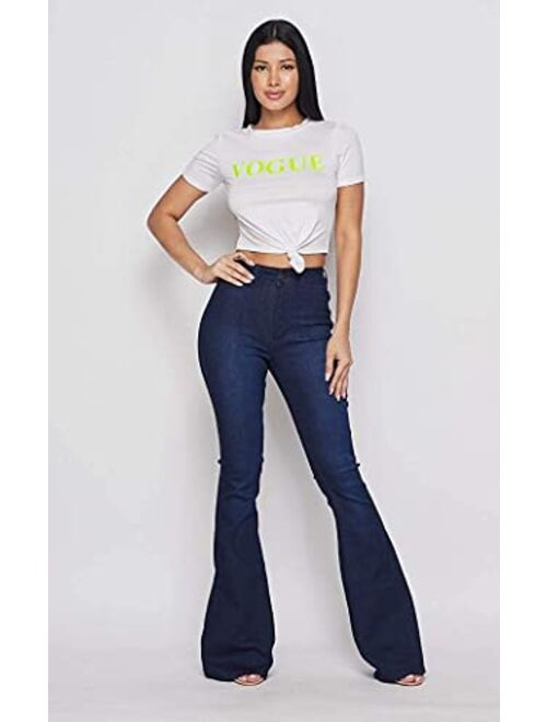 SOHO GLAM High Waisted Stretchy Bell Bottom Jeans