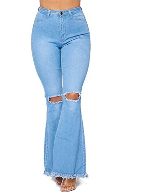 SOHO GLAM High Waisted Stretchy Bell Bottom Jeans