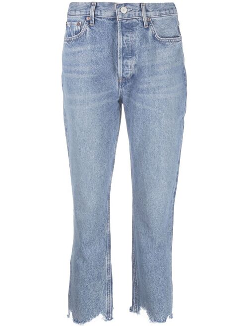 AGOLDE cropped raw-cut jeans