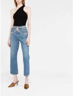 gem-embellished cropped jeans