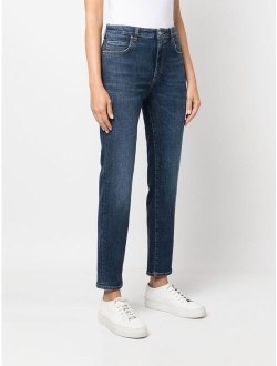 slim-cut washed jeans