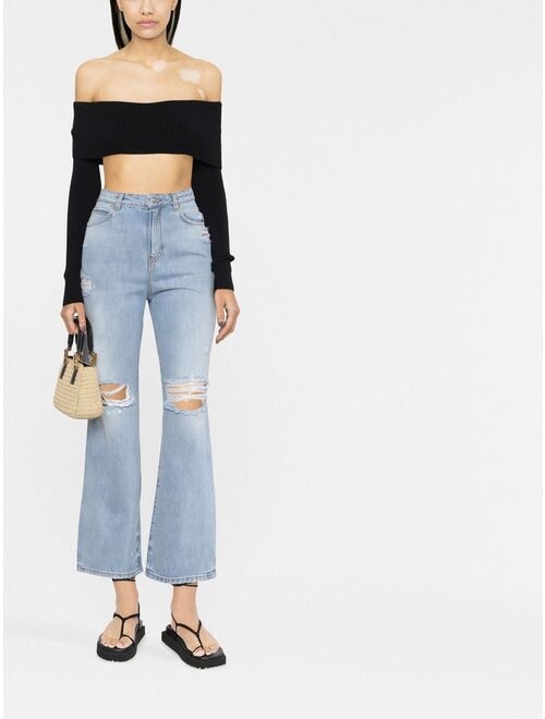 PINKO ripped-detail cropped jeans