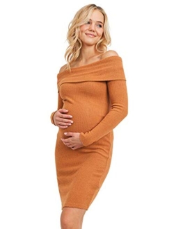 LaClef Women's Off Shoulder Sweater Knit Maternity Dress