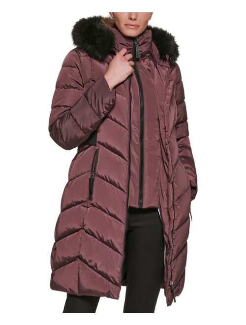 CALVIN KLEIN Women's Faux-Fur-Trim-Hooded Puffer Coat, Created for Macy's
