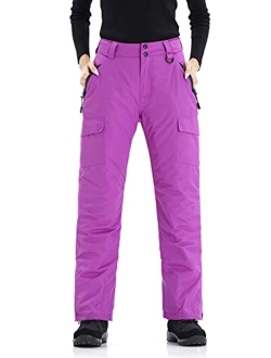 WULFUL Women's Insulated Snow Ski Pants Waterproof Winter Snowboarding Skiing Cargo Pants