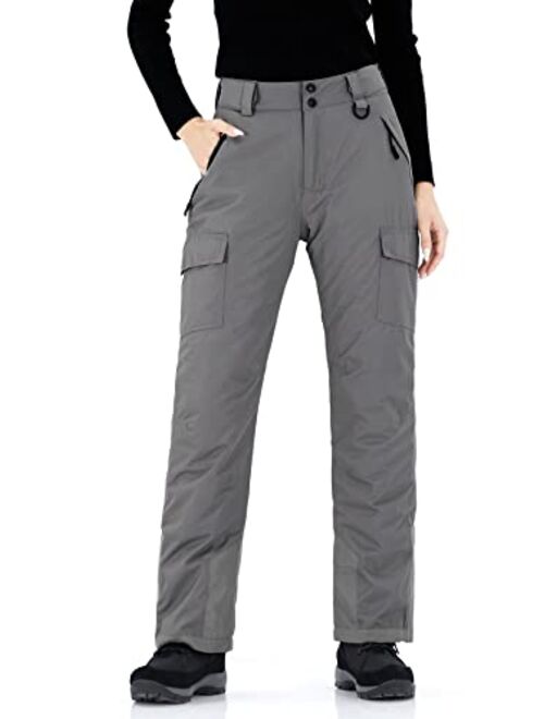 WULFUL Women's Insulated Snow Ski Pants Waterproof Winter Snowboarding Skiing Cargo Pants