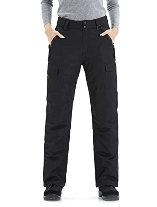 WULFUL Women's Insulated Snow Ski Pants Waterproof Winter Snowboarding Skiing Cargo Pants