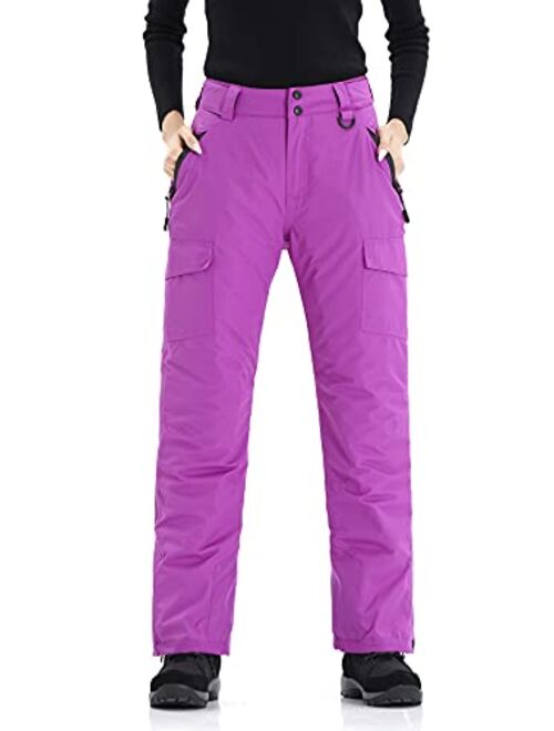 WULFUL Women's Insulated Snow Ski Pants Waterproof Winter Snowboarding Skiing Cargo Pants