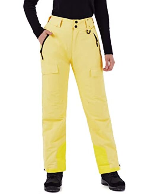 WULFUL Women's Insulated Snow Ski Pants Waterproof Winter Snowboarding Skiing Cargo Pants