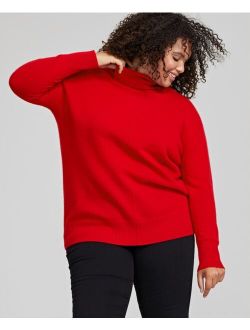 Plus Size 100% Cashmere Oversized Turtleneck Sweater, Created for Macy's