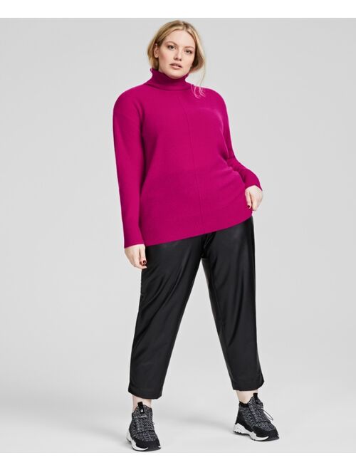 CHARTER CLUB Plus Size 100% Cashmere Oversized Turtleneck Sweater, Created for Macy's