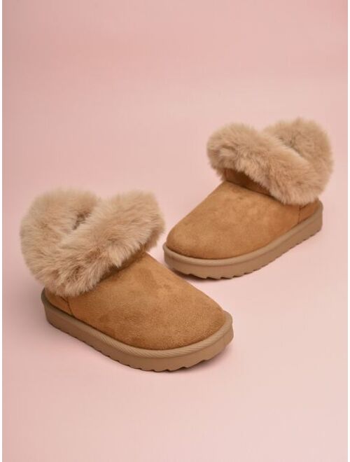 Shein Girls Thermal Lined Faux Suede Snow Boots