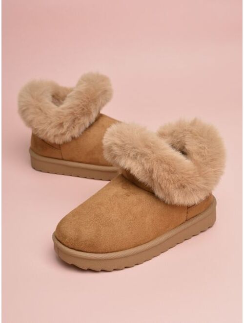 Shein Girls Thermal Lined Faux Suede Snow Boots
