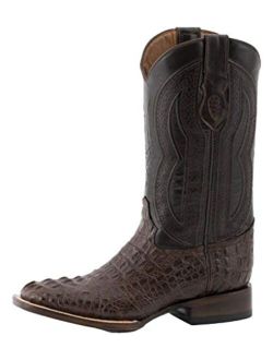 Ferrini Mens Teju Lizard Square Toe Choc Boots