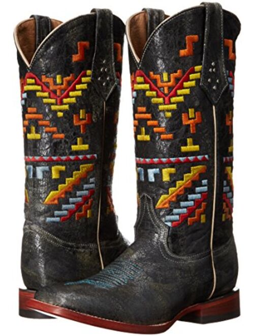 Ferrini Women's Ladies Aztec Cowgirl Teal Square Toe Western Boot