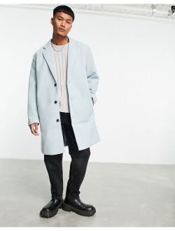 relaxed fit wool mix overcoat in blue