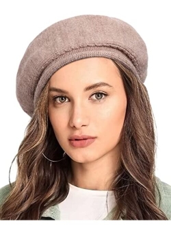 Lvaiz French Wool Beret Hat for Women-Solid Color Classic Slouchy Knit Beanie Winter Warm Artist Painter Hat