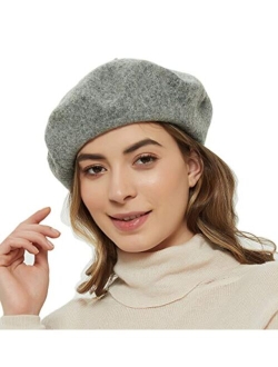 Tophope 90% Wool10% Nylon Knitted French Artist Style Classic Solid Color Wool Berets Beanies Cap Hats